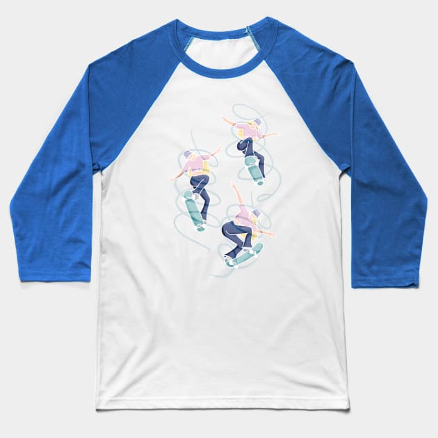 Skater Gurl Baseball T-Shirt by mariasanidze